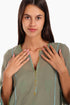 Embroidery tunic with contrast color piping in printed cotton voile